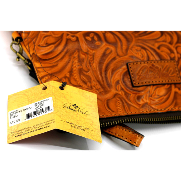 A6 NWT PATRICIA NASH Valerie Logo Embossed Leather FoldOver Wristlet Clutch Bag - Picture 7 of 7